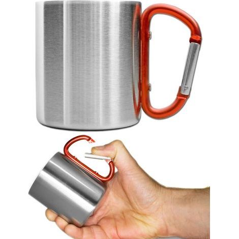 Mug d'extérieur compact et léger avec poignée mousqueton en acier inoxydable (1/5)