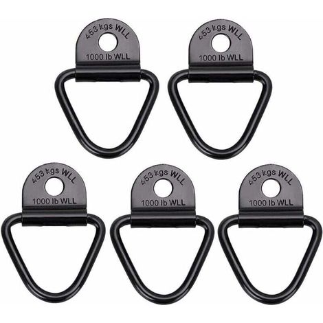 Set mit 5 Ladungssicherungshaken, robuste schwarze V-Ringe, geschmiedeter Zurrösen, Tragkraft 454 kg, Anhänger-Zurrhaken - Crezuo