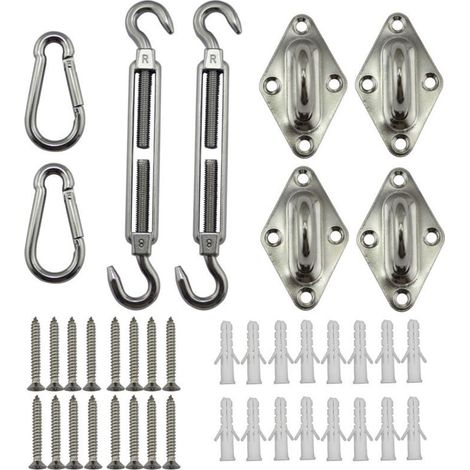Kit de Fixation pour Voile d'Ombrage, Inoxydable pour Voile d'Ombrage, pour Une Installation en Toute Sécurité des Auvents Carrés Et Triangulaires