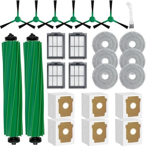 25-piece replacement set for iRobot Roomba Plus 405/505 Combo, 2 main brushes, 6 dust bags, 6 mop pads, 4 filters, 6 side brushes, 1 cleaning brush (Color 3) (1/5)