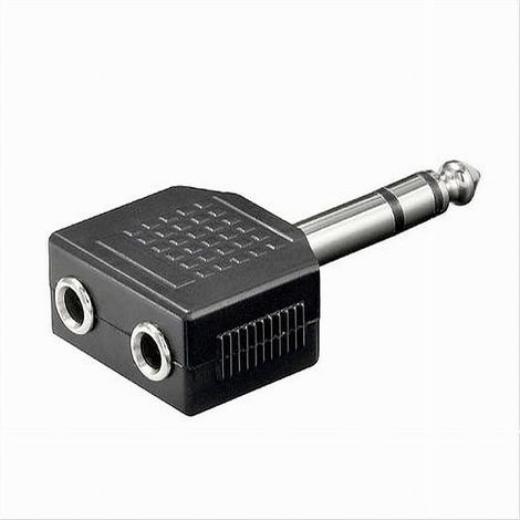 MaxTech - Connettore Adattatore Stereo Audio Aux 6,5mm Maschio A 2 Aux 3,5mm Femmina C-042 - (1/2)