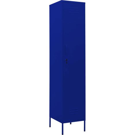 Armario taquilla moderno 35 x 46 x 180 cm con 4 estantes ajustables oficina de acero azul marino 020046886 (1/5)