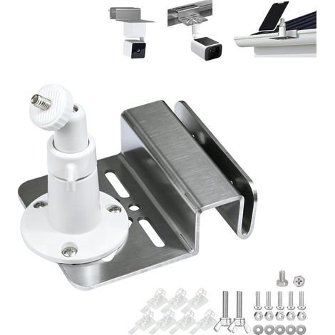Support de gouttière universel sans perçage pour caméra de sécurité extérieure et panneau solaire, support de sécurité rotatif à 360° en acier inoxydable avec filetage 1/4