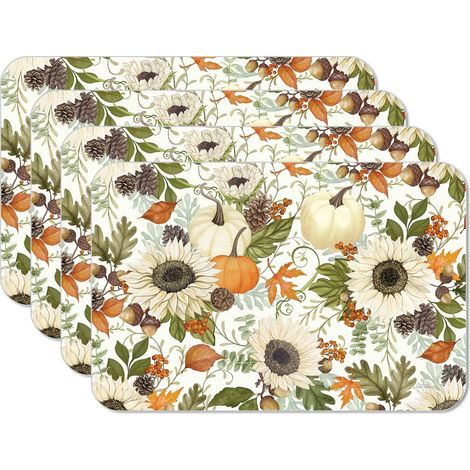 Sets de table réversibles en plastique souple « Motif Ferme d'Automne » (lot de 4) (1/5)