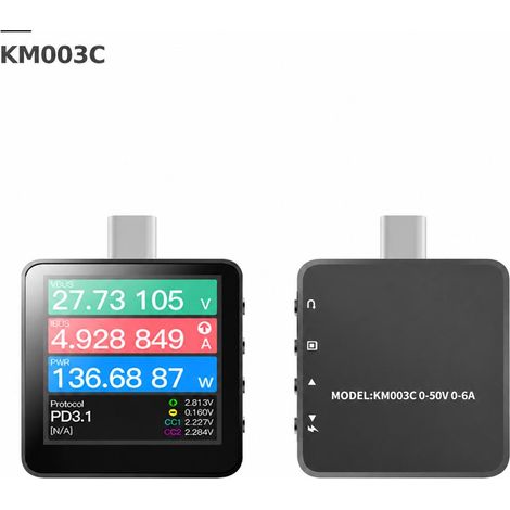 Probador de voltaje y corriente de carga USB tipo C ChargerLAB POWER-Z KM003C PD3.1 (1/5)
