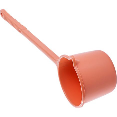 Louche à eau à long manche en plastique épais rouge-orange pour la cuisine, la salle de bain et le lavage des cheveux (1/5)