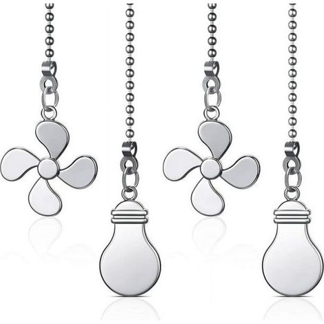4 Chaînette de ventilateur, 30 cm, métal antirouille, forme éventail et ampoule, pour luminaire et lampe de plafond (1/5)