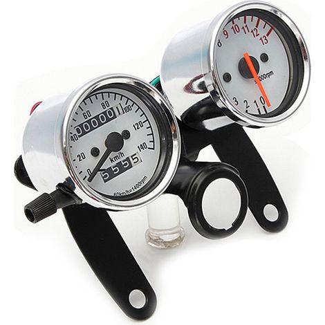 Modifizierter Retro-Doppeldisplay-Kilometerzähler/Drehzahlmesser-Halterungssatz mit Kilometerzähler/Drehzahlmesser im Affenstil für Motorräder (1/4)