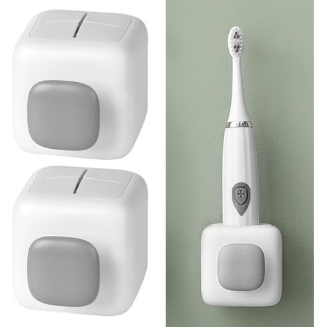 Lntyq Packung mit selbstklebendem Halter für elektrische Zahnbürsten, Wandhalterung für elektrische Zahnbürsten, Ständer für die Badezimmeraufbewahrung (grauweiß) (1/5)