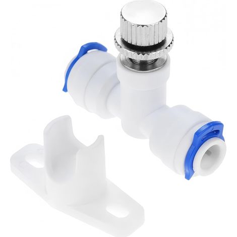 Vanne de régulation de débit d'eau 1/4 pouce avec support de montage sur socle pour système de filtration d'eau par osmose inverse. (1/5)