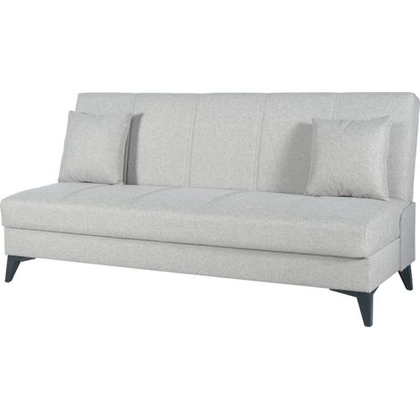 Schlafsofa 3-Sitzer Caneva, mit Stauraum, Click-clack-Öffnung, Waschbar, 185x78 cm Weiß
