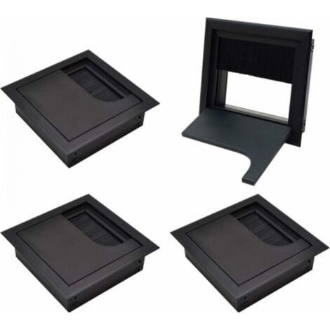 Piece Square Cable Management Set (80 x 80mm) for Flush Mounting on Desks, Furniture Cable Organizer, Anodized Aluminum, Black, Cable Grommet, Cable Cover (1/4)