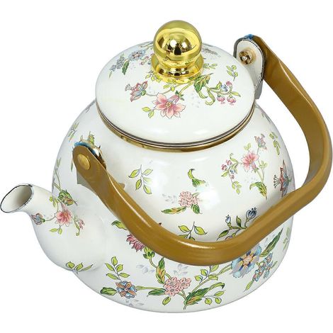 Théière émaillée 1L, théière décorative à motif floral, théière réutilisable (1/5)
