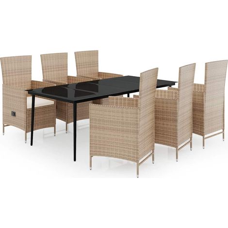 Maison Exclusive - Set da Pranzo da Giardino 7 pz con Cuscini Beige (1/5)