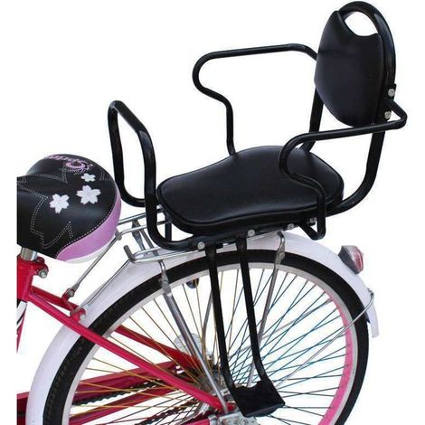 Kindersitz für hinten am Fahrrad, Fahrradsitz für hinten mit Schutzbügel, Rückenlehne und Pedalsicherheitsgurt, Schutznetze