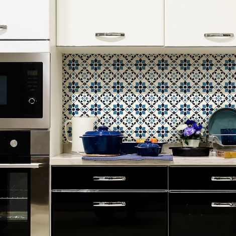 Sticker Mural Carrelage adhésif Cuisine Salle de Bain - 24 STICKERS CARRELAGES AZULEJOS ROSALINA - 24stickers10x10cm (1/5)