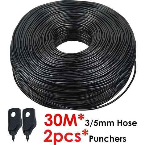 Système d'irrigation goutte à goutte pour serre (tuyau 3/5 mm - 30 m) avec transmetteur fléché 2 voies (3/5 mm) et 4 sorties. Idéal pour l'arrosage automatique de plantes en pot. (1/4)
