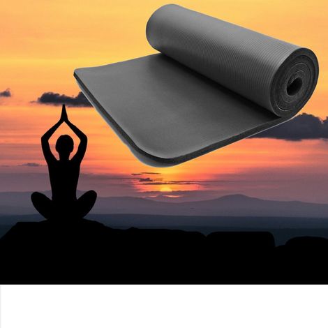 Tapis De Sport - Sol Noir 185 X 80. Yoga, Pilates, Body Balance, Stretching, Abdominaux (1/4)