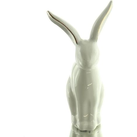 GASPER Oster-Deko Hase Weiß & goldfarben breite Ohren 15 cm - Keramik (1/2)
