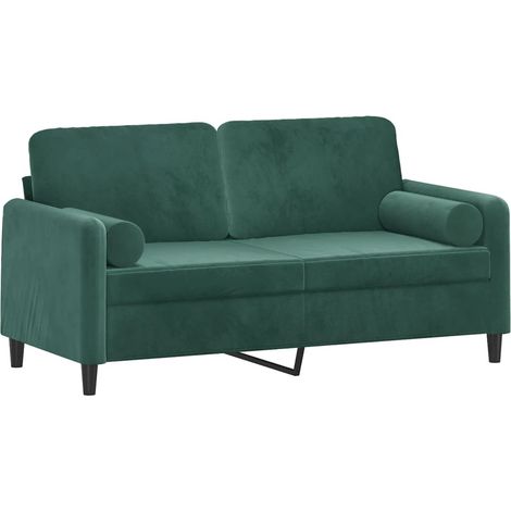 Sofá de 2 plazas con cojines terciopelo verde oscuro 140 cm vidaXL (1/4)