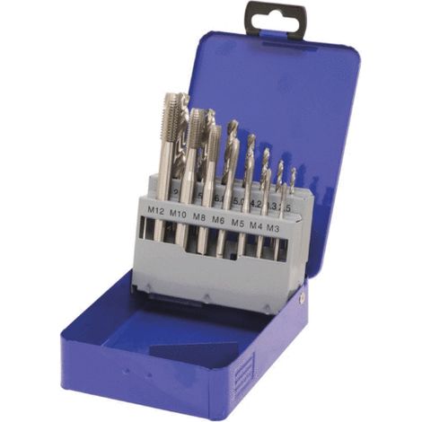Coffret taraud et foret métaux M3 à M12 1 passe DRAKKAR (1/2)