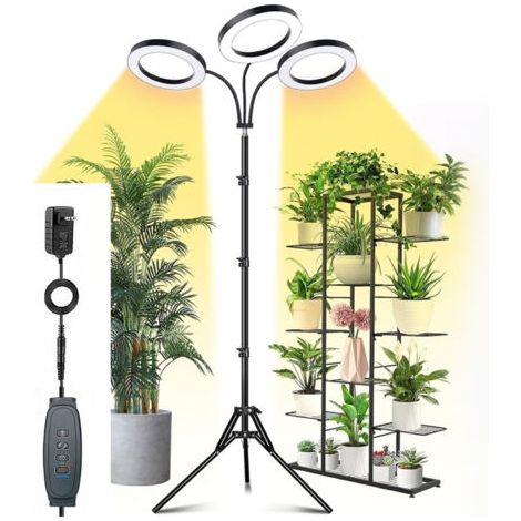 Pair - Plant Grow Light 108 LEDs Full Spectrum Grow Lights with 3 9 12H Timer 6 Brightness Height Adjustable Growing Lamp for Indoor Plants EU Plug 3 Heads 28W (1/5)