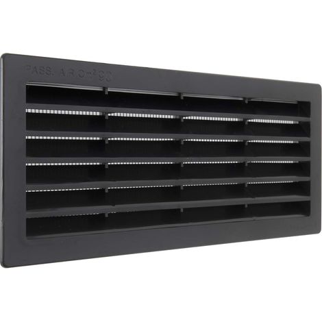 1 Grille de ventilation,Plastique noir,Filet anti-insectes,Encastrable,Mur extérieur (1/5)