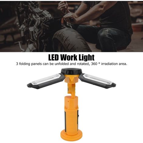 Lampe de travail LED extérieure, rechargeable, pliable, rotative, lampe d'inspection multifonctionnelle, voyant d'avertissement rouge, avec crochet magnétique (1/5)