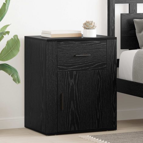 Table de chevet avec tiroir et porte Chêne noir 35 x 50 x 60 cm en bois d'ingénierie - PANGIVO (1/5)