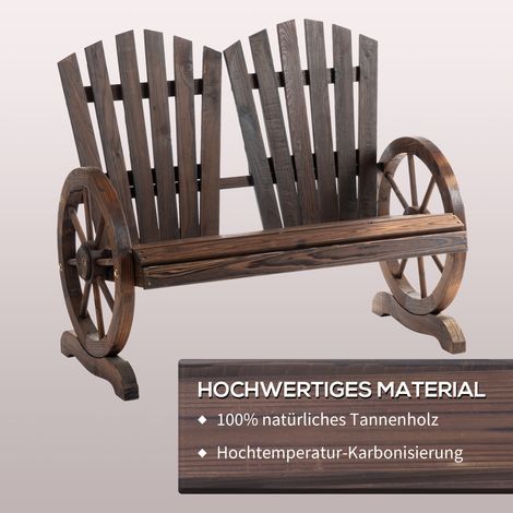 Banc de jardin 2 places en bois massif, banc avec accoudoirs, mobilier de jardin charge max 250 kg, banc rustique pour jardin, terrasse et extérieurs, 108 x 66 x 95 cm, marron foncé (1/5)