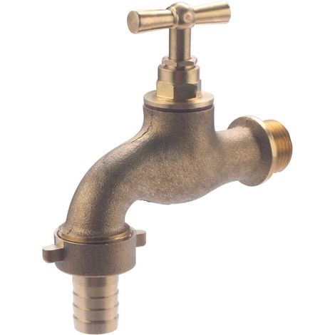 Robinet de jardin avec clapet mâle 15x21 - clapet mâle 20x27 avec nez de robinet Ø15 (1/4)