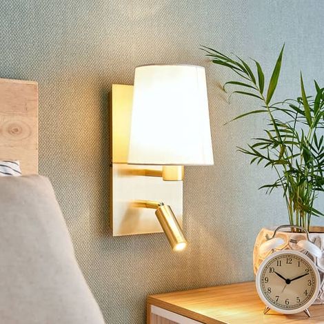[GEBRAUCHT] B-Ware Lindby Wandleuchte Wandlampe Led Leselicht Weiß Messing Beleuchtung Stoff Metall