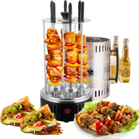 Grill à Doner Électrique pour Maison, Kebab Vertical en Acier Inoxydable, Rôtissoire de Table Compacte avec 6 Brochettes - AUTRES (1/5)
