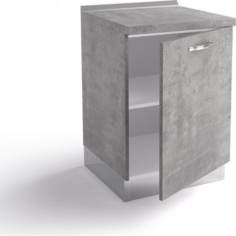 Meuble de base de cuisine 60x60x84 cm en bois gris ciment avec une porte - Massa (1/3)