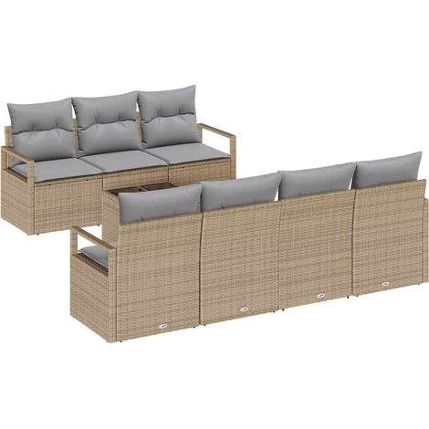 Maison Exclusive - Sofa Set mit Kissen 8 pcs Beige und Grau Poly