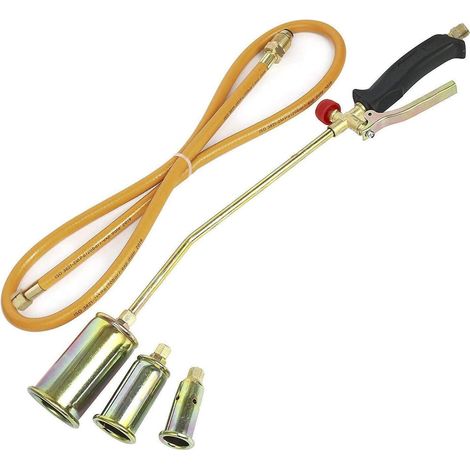 Brûleur à gaz propane portable pour désherber, allume-feu et fondoir à glace, avec 3 buses et tuyau, gâchette turbo. (1/5)