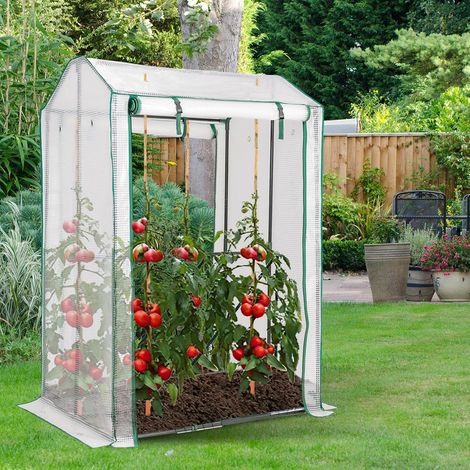 Costway – Serre de jardin portable 100 cm x 81 cm x 150 cm – 2 portes à enroulement – 4 grilles en acier – Housse en plastique PE imperméable (1/5)