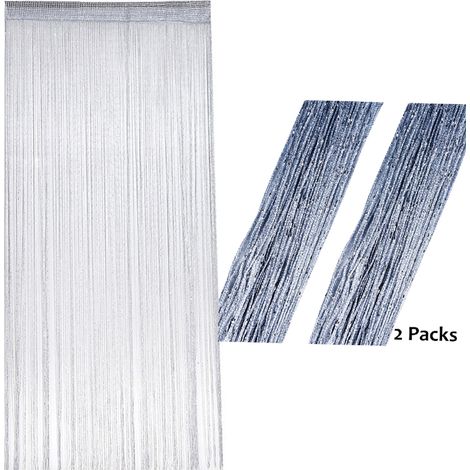 Lot de 2 rideaux à paillettes 95x200cm style spaghetti pour fenêtre, porte, pour anniversaire, mariage, fête, hôtel