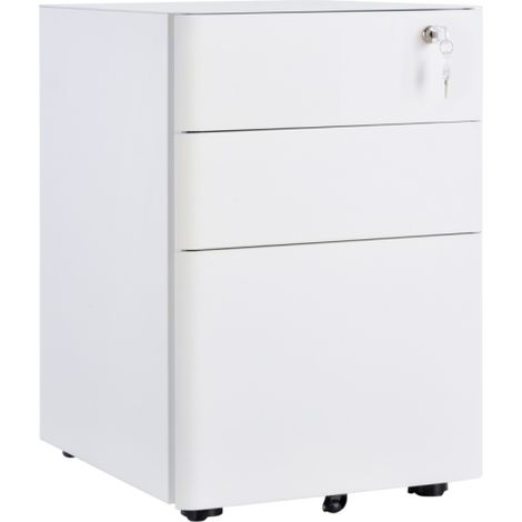 Lockable Rolling Filing Cabinet with 3 Drawers for A4,Letter,Legal Size Files-Steel Office Storage Solution