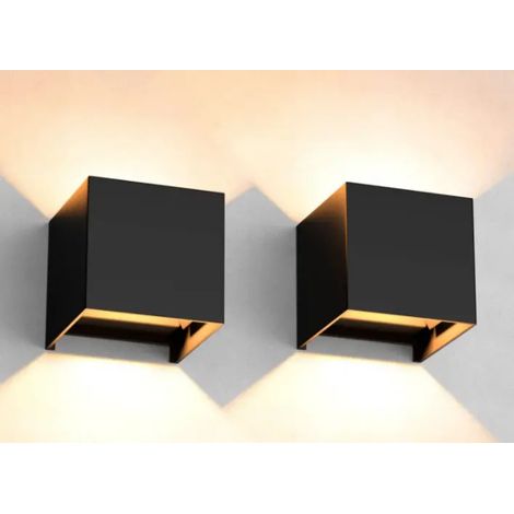 Lot de 2 appliques murales LED universelles pour intérieur et extérieur, étanches, lumière blanc chaud 3000K, à intensité variable (1/5)