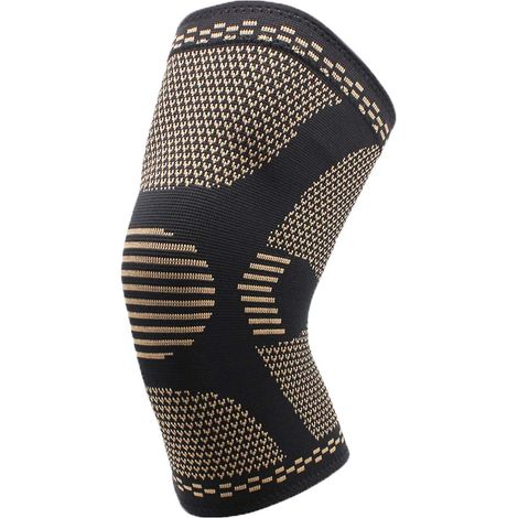Kupferimprägnierte Kniebandage mit Kompressionswirkung – bei Gelenkschmerzen, Arthritis, Verletzungen und Meniskusrissen. Größe L, 1 Paar.