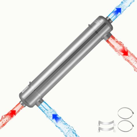 VEVOR Intercambiador de Calor para Piscina, Intercambiador de Calor de Acero Inoxidable con Soportes, 30 Tubos Capilares, 360000 BTU/h, Calentador de Piscina para Jacuzzi, Spa, Interiores y Exteriores (1/5)