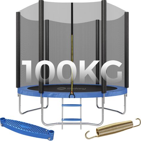 Sekey Trampolin Ø 244 cm Komplettset inkl. Sicherheitsnetz Leiter Randabdeckung Kindertrampolin Gartentrampolin, Blau (1/5)