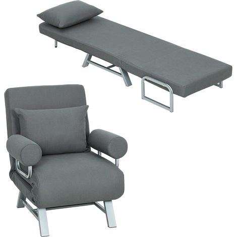 Pour salon ou chambre d'appoint, confort modulable avec fauteuil lit 1 place 3 en 1, coussin inclus (1/5)