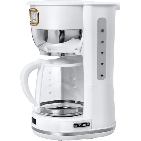 Cafetière Muse MS-220 W - Porte-filtre - 1000W - réservoir 1.4 L (10 tasses) - Cadrant rétro de maintien de la température