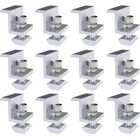 12 Pièces Support Panneau Solaire,Fixation Panneau Solaire en Alliage d'Aluminium Z Support de Montage de Kits avec Écrous et Boulons,kit panneau solaire pour caravane(40mm) (1/5)