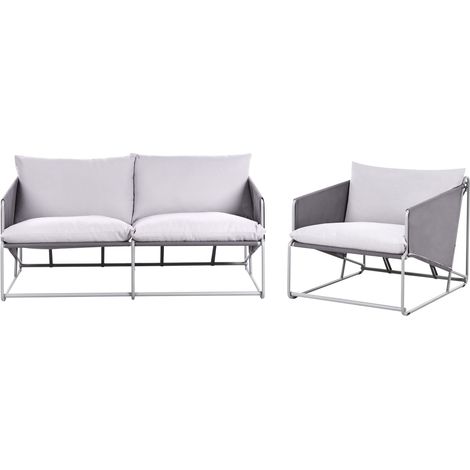 Gartensofa Set 3-Sitzer PONTE Metall Grau