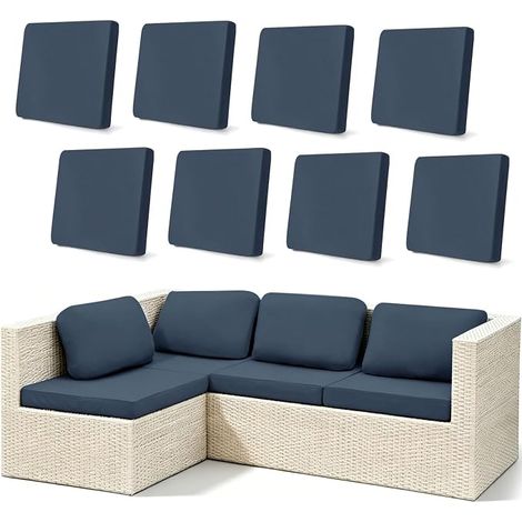 Patio Chair Cushion Covers, 8 Pack Stretch Cushion Covers for Outdoor Sofa, Replaceable for Living Room Furniture, Removable, Protective Covers for L Shaped Sofa (1/5)