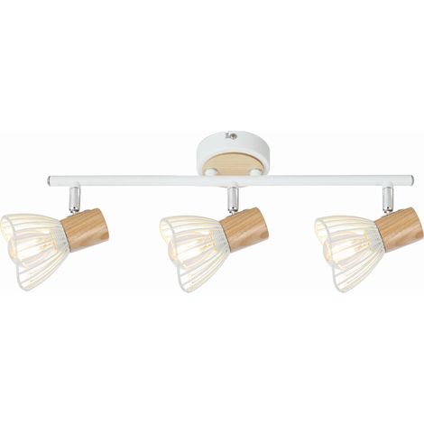 Plafoniera Candellux Chile 3 luci E14 bianco legno
