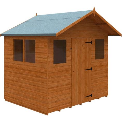 6 x 8 Feet Cabin 12mm Shed - Solid Wood/Softwood/Pine - L175 x W235 x H243.7 cm - Burnt Orange